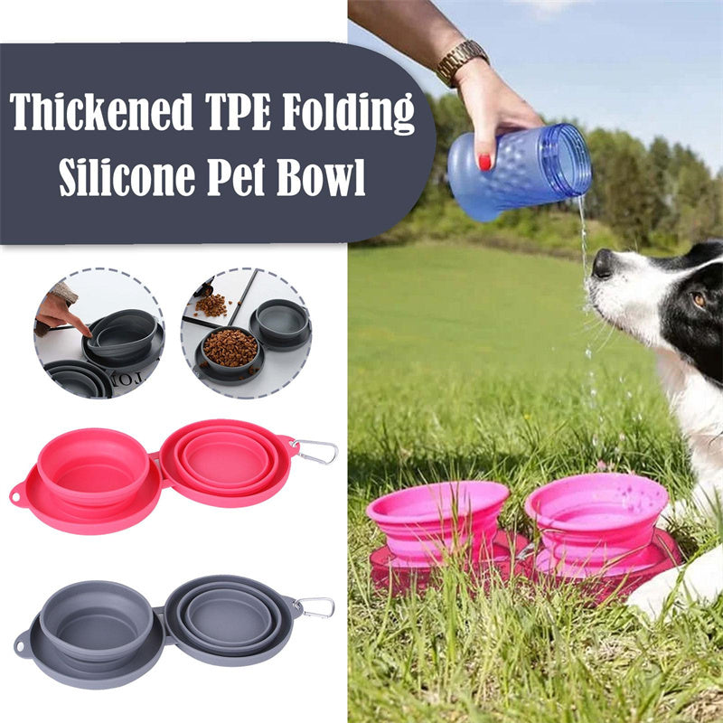 Collapsible Double Silicone Food and Water Bowl with Spill-Proof Base