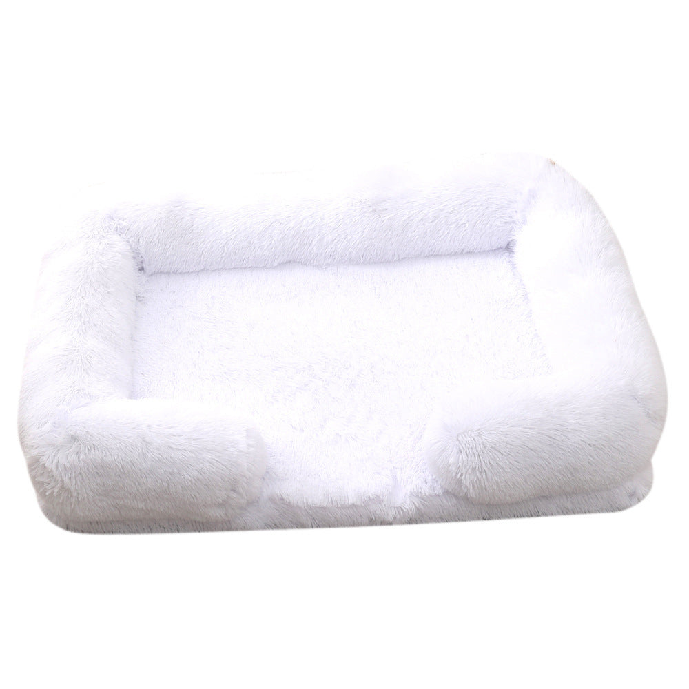 Cama Rectangular de Felpa para Mascotas con Aislamiento Térmico