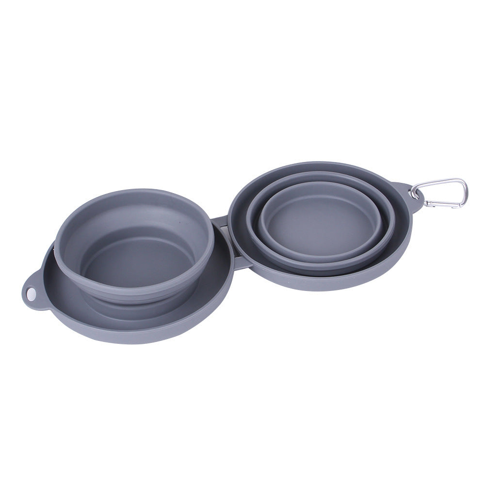 Collapsible Double Silicone Food and Water Bowl with Spill-Proof Base