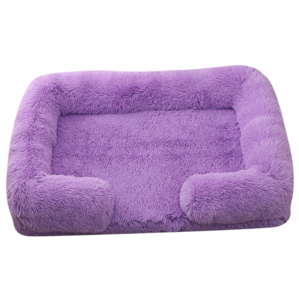 Cama Rectangular de Felpa para Mascotas con Aislamiento Térmico