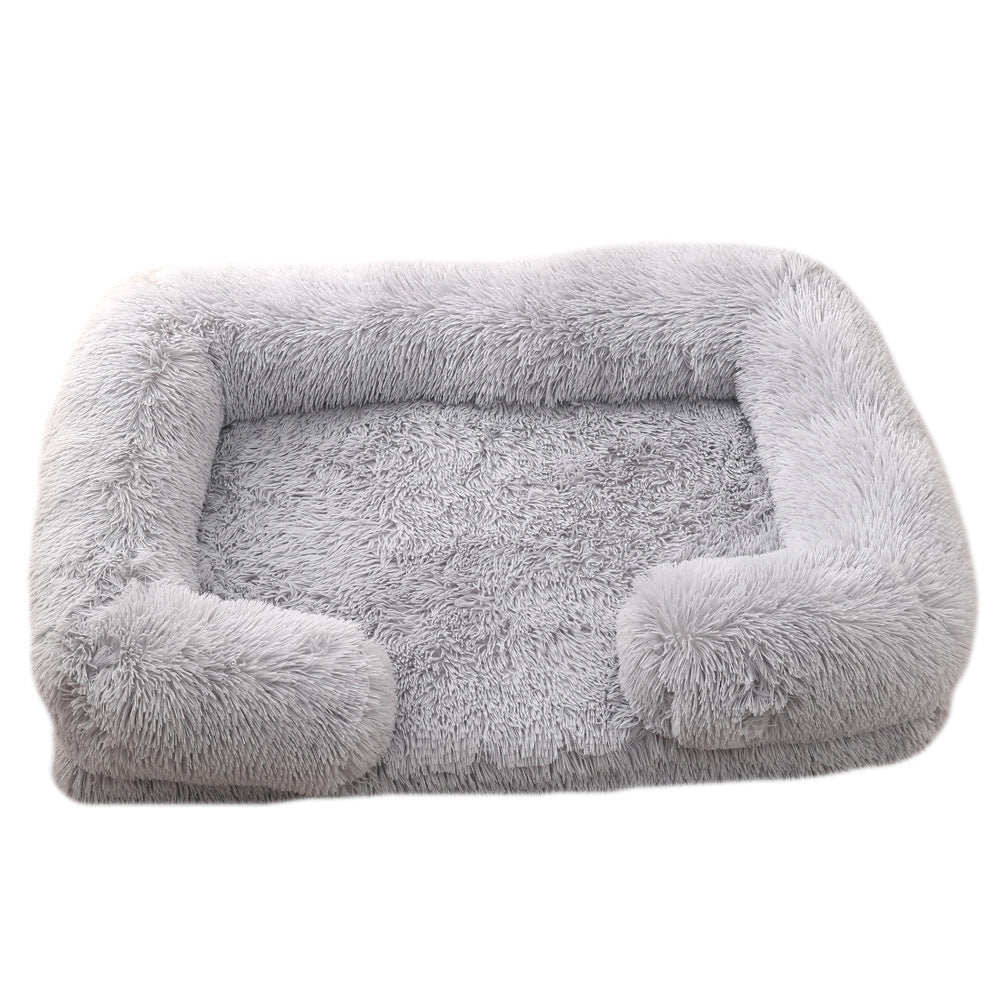 Cama Rectangular de Felpa para Mascotas con Aislamiento Térmico