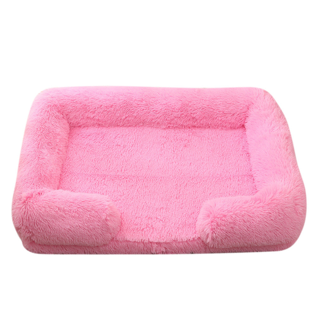 Cama Rectangular de Felpa para Mascotas con Aislamiento Térmico