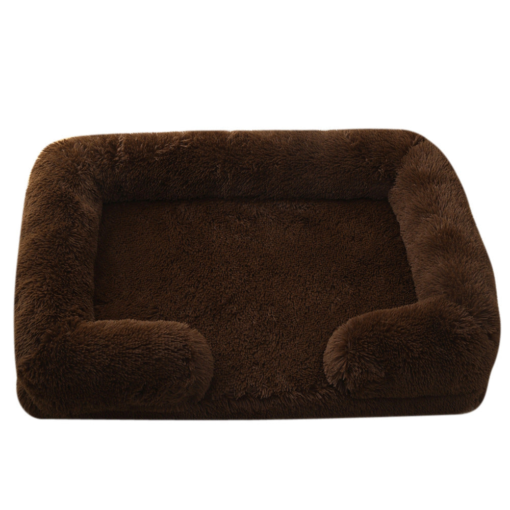 Cama Rectangular de Felpa para Mascotas con Aislamiento Térmico