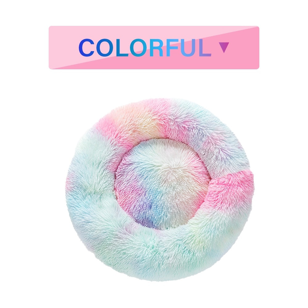 Cama Redonda de Felpa Ultra Suave para Mascotas
