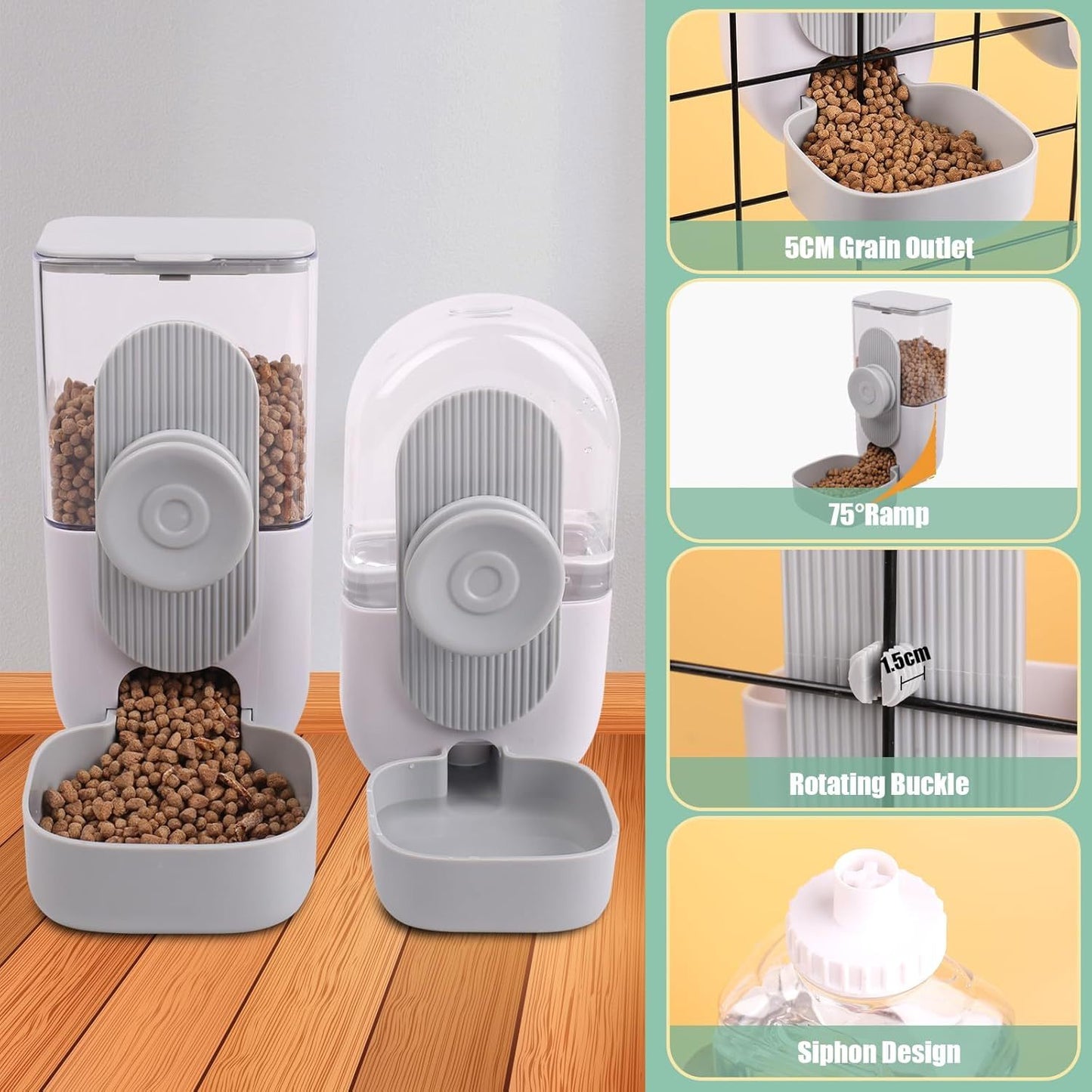 Automatic Hanging Cage Food and Water Dispenser (Gravity Feeding System)