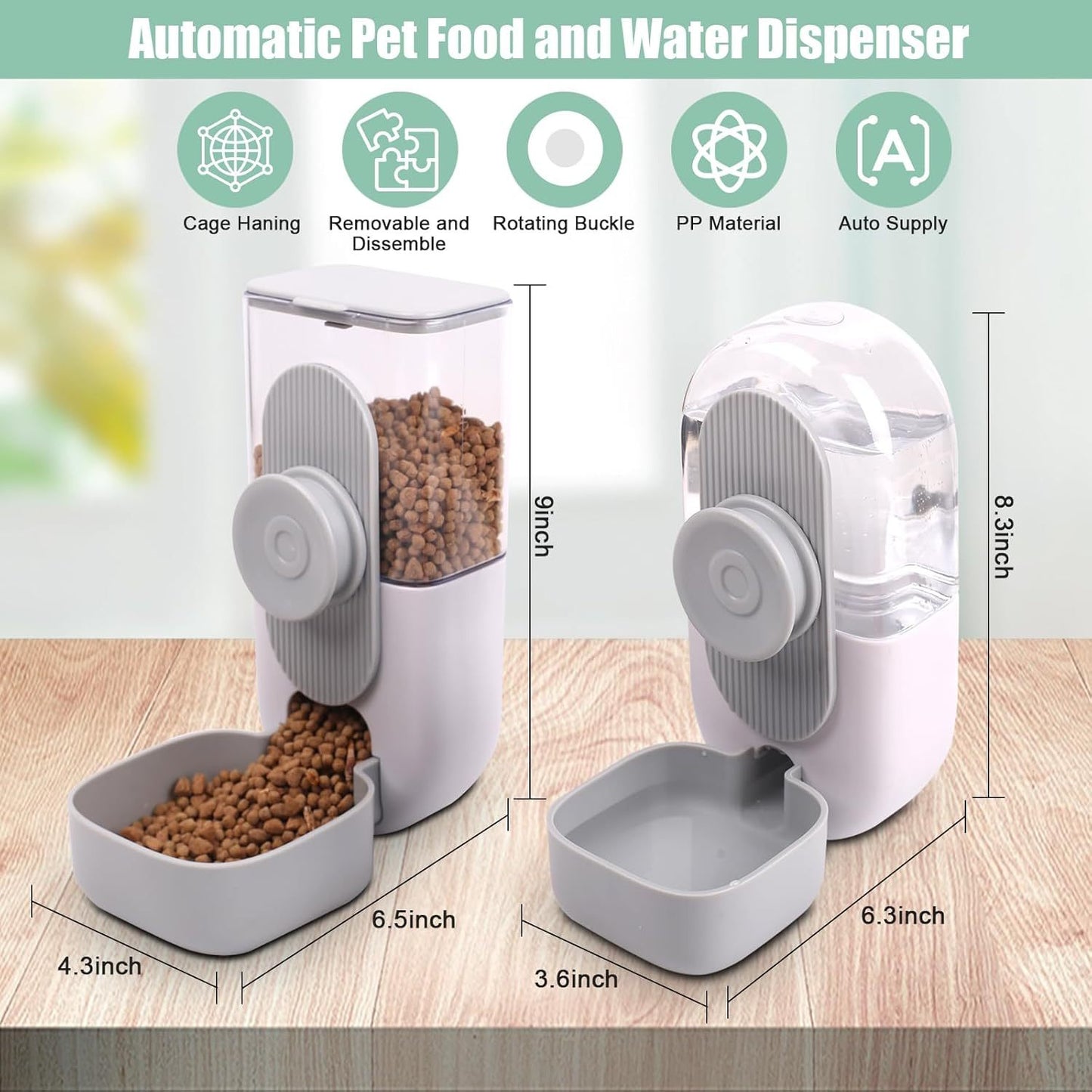 Automatic Hanging Cage Food and Water Dispenser (Gravity Feeding System)