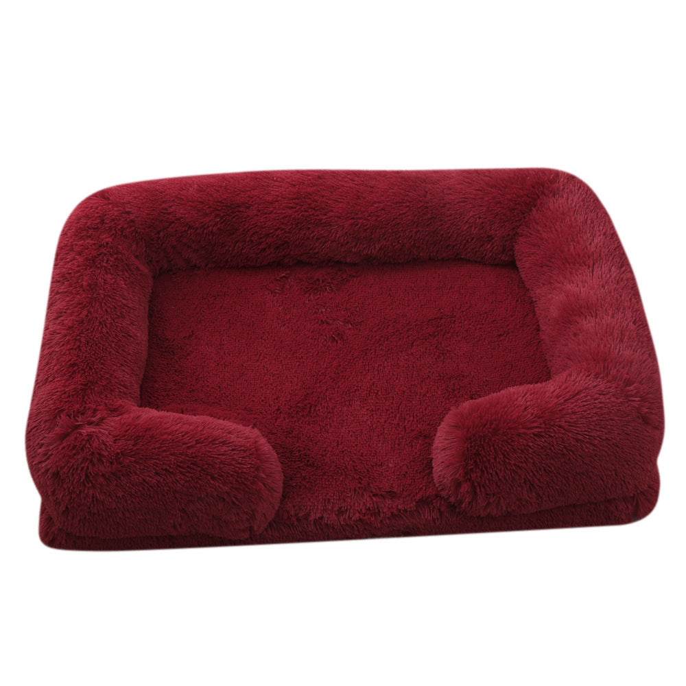 Cama Rectangular de Felpa para Mascotas con Aislamiento Térmico