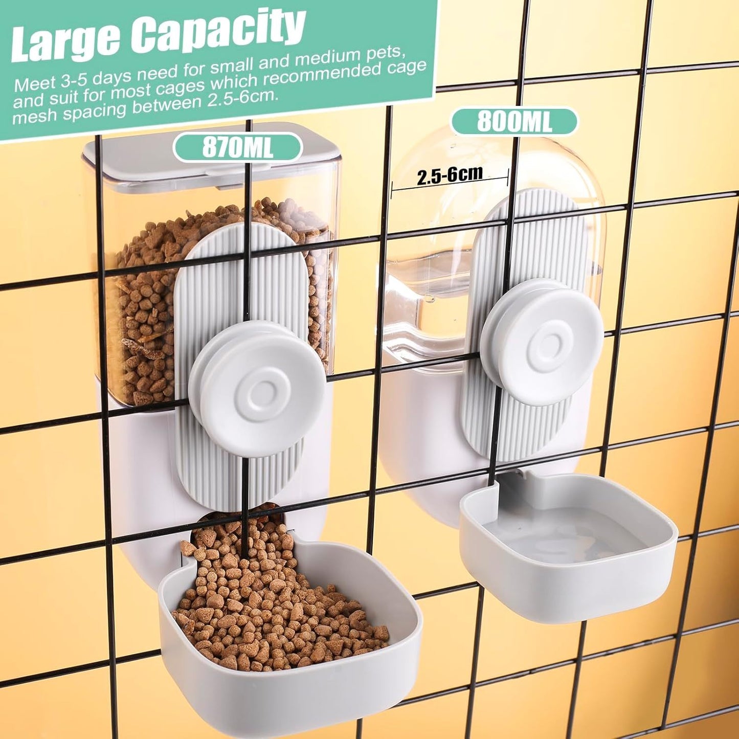 Automatic Hanging Cage Food and Water Dispenser (Gravity Feeding System)