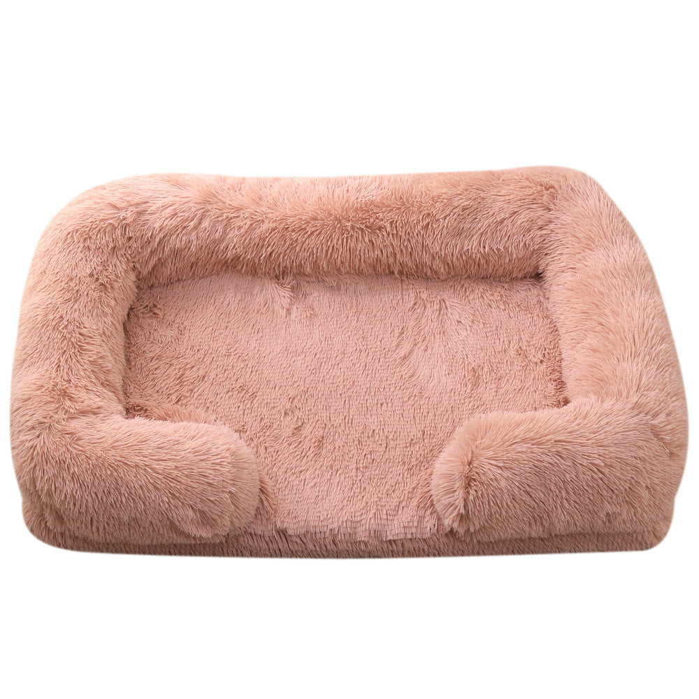 Cama Rectangular de Felpa para Mascotas con Aislamiento Térmico