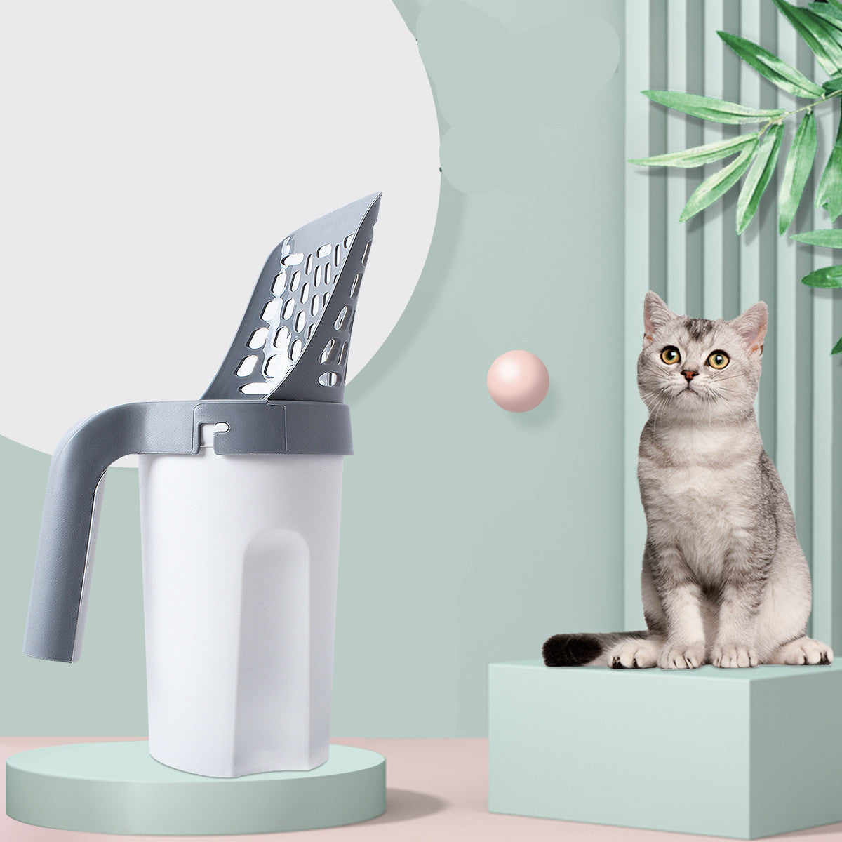 Pala Integrada para Arena de Gato con Contenedor de Residuos