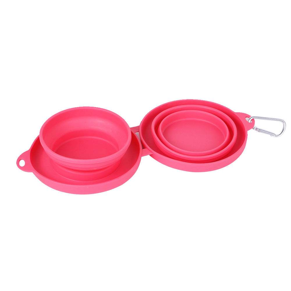 Collapsible Double Silicone Food and Water Bowl with Spill-Proof Base