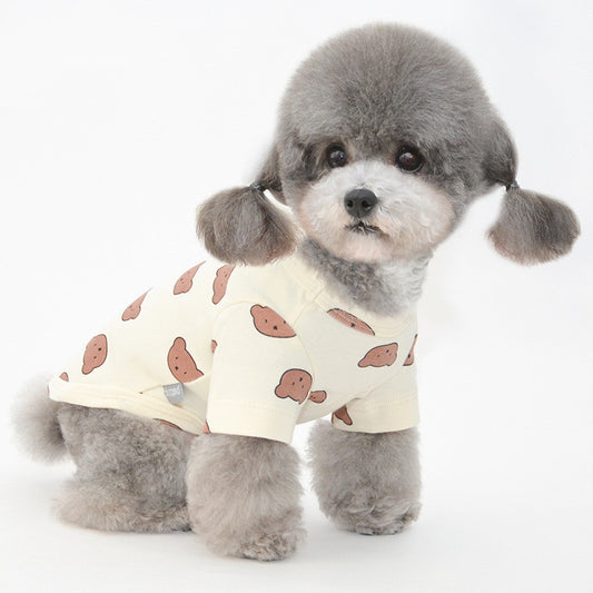 Japanese-Korean Design Bipedal Clothes with Bear Print for Pets