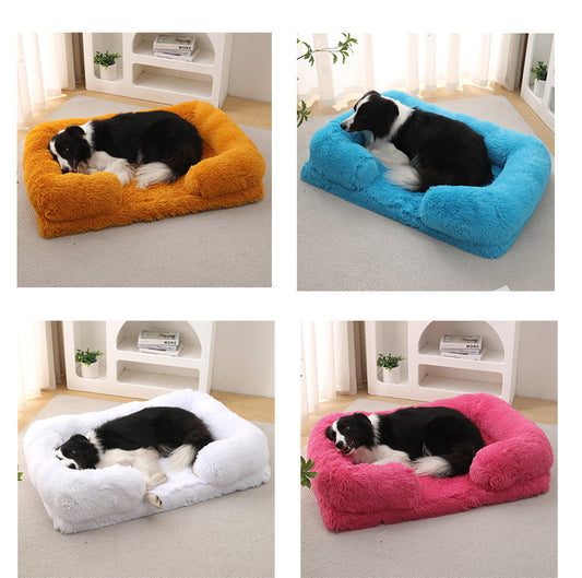 Cama Rectangular de Felpa para Mascotas con Aislamiento Térmico